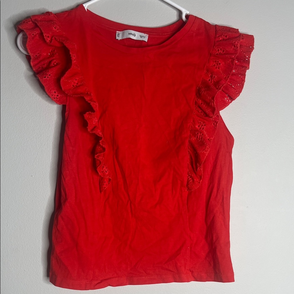 Red Ruffle Sleeve Women's Tee